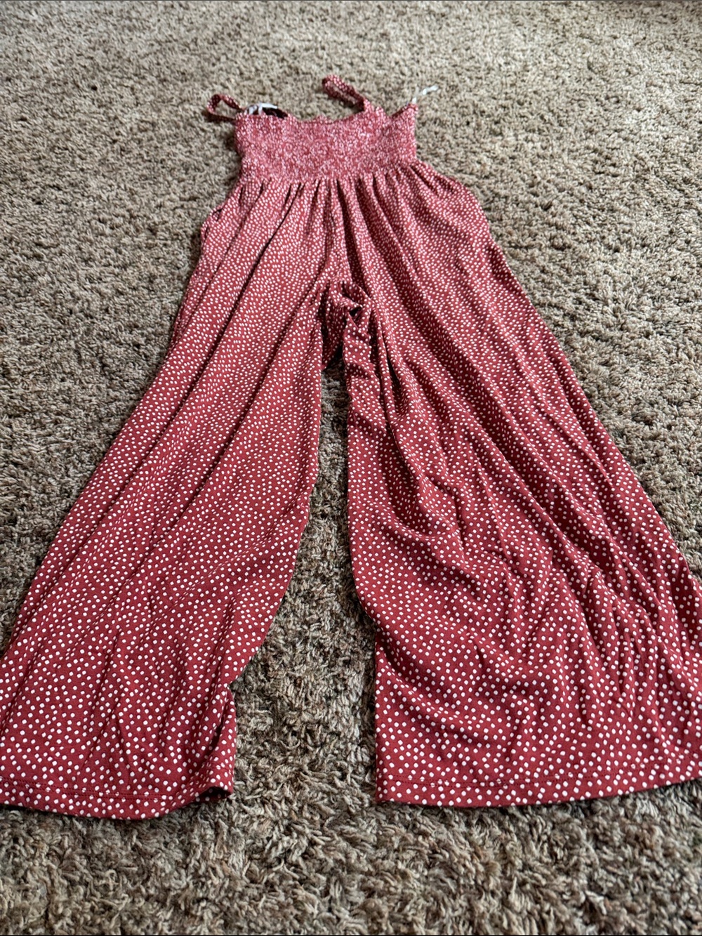 Old Navy Rust-Red Polka Dot Wide-Leg Jumpsuit - Picture 3 of 4